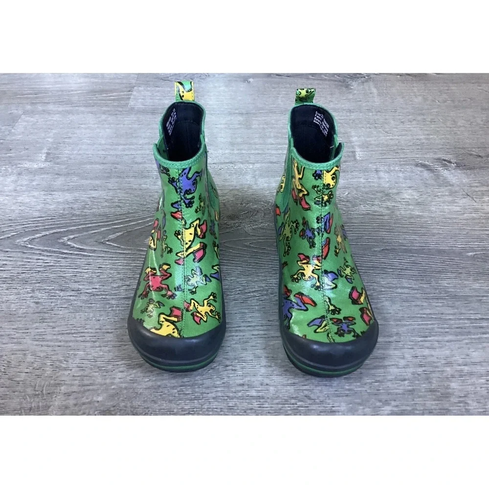 Dansko Vicki Vegan Kids Youth Size 3 EU 33 Green Rain Boots with Colorful Frogs